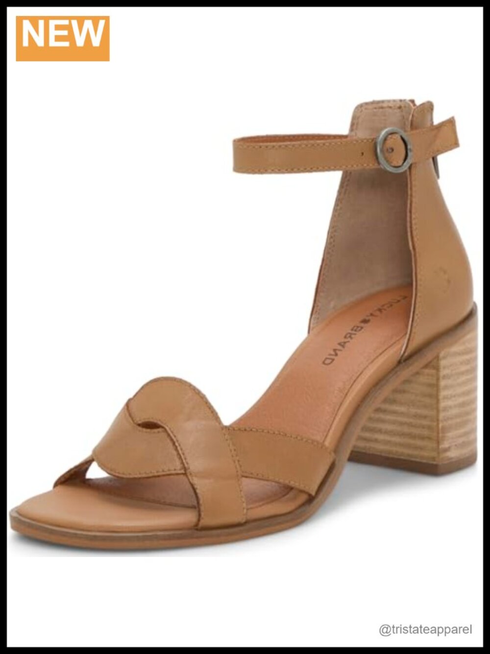 Leather Ankle Strap Block Heel Sandals Open Toe Buckle Dressy